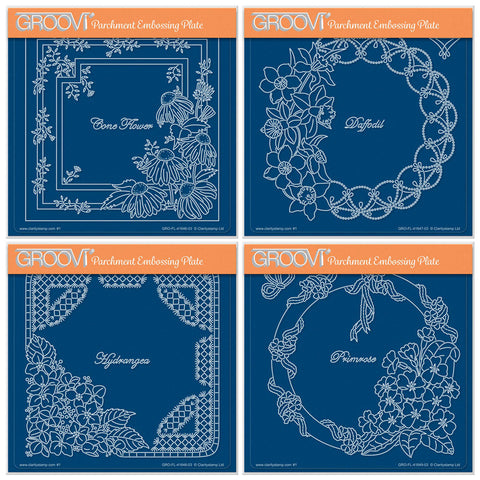 Linda's Flowers & Lace Quartet - Set 3 A5 Square Groovi Plate Set