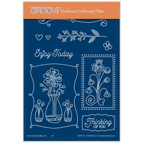 Tina's Enjoy Today Flowers A6 Groovi Plate