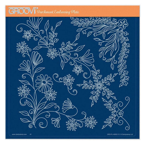 Tina's Floral Swirls & Corners 1 A5 Square Groovi Plate