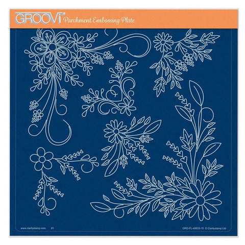 Tina's Floral Swirls & Corners 2 A5 Square Groovi Plate