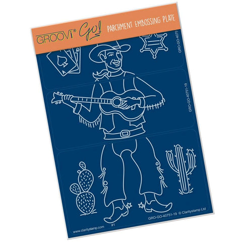 Groovi Go! Cowboy Figure <br/>3 Part A6 Groovi Plate <br/>(Set GRO-GO-40808-19)