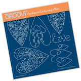 Tina's Doodle Love Hearts <br/>A5 Square Groovi Plate <br/>(Set GRO-LO-40893-XX)