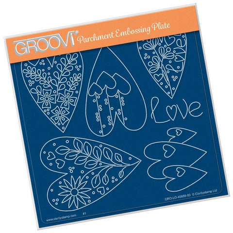 Tina's Doodle Love Hearts <br/>A5 Square Groovi Plate <br/>(Set GRO-LO-40893-XX)