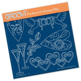 Tina's Doodle Dove Hearts <br/>A5 Square Groovi Plate <br/>(Set GRO-LO-40894-XX)