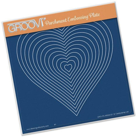 Nested Hearts <br/>A5 Square Groovi Plate <br/>(Set GRO-PE-40100-03)