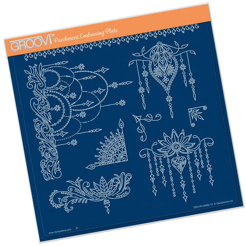 Tina's Henna Droplets <br/>A4 Square Groovi Plate <br/>(Set GRO-PA-41028-15)