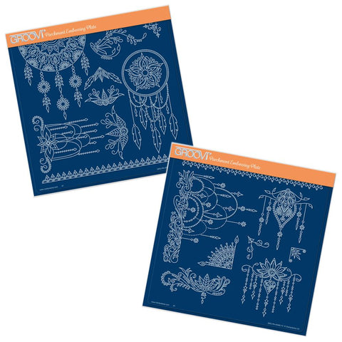 Tina's Henna Dreamcatcher & Droplets <br/>A4 Square Groovi Plate Set