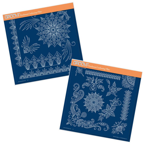 Tina's Henna Corners 1 & 2 <br/>A4 Square Groovi Plate Set
