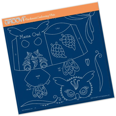 Linda's Mama Owl <br/>A4 Square Groovi Tem-plate <br/>(Set GRO-TE-40910-15)