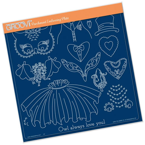 Linda's Wedding Owl Accessories <br/>A4 Square Groovi Tem-plate <br/>(Set GRO-TE-40910-15)