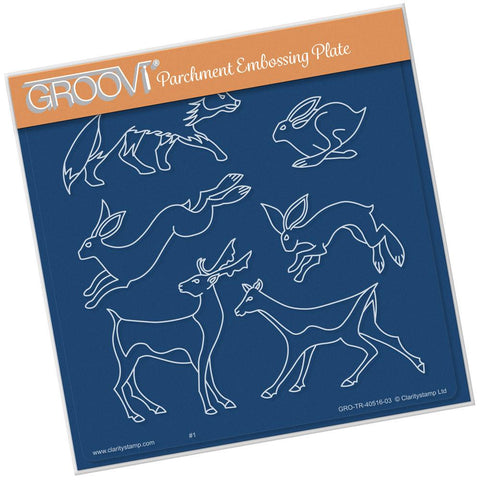 Woodland Animals <br/>A5 Square Groovi Plate <br/>(Set GRO-TR-40539-03)