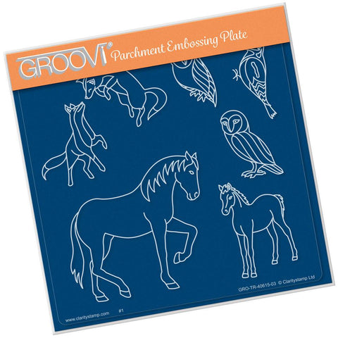 Country Animals <br/>A5 Square Groovi Plate <br/>(Set GRO-CS-40660-03)