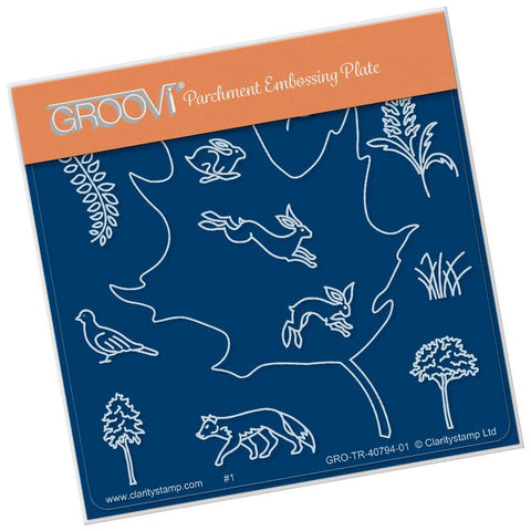 Leaf Outline <br/>A6 Square Groovi Baby Plate <br/>(Set GRO-TR-40822-01)