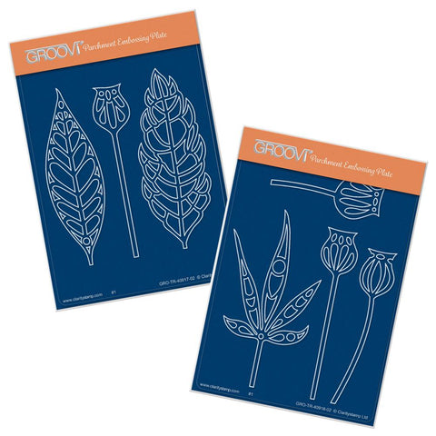 Funky Foliage & Seed Heads <br/>A6 Groovi Plate Set