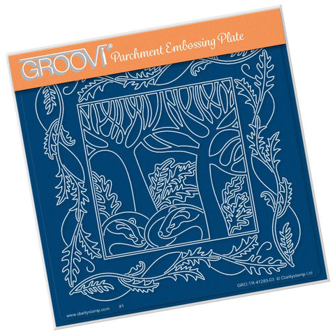 Woodland Badgers & Frame <br/>A5 Square Groovi Plate