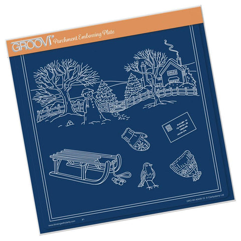 Jayne's Winter Scene - Sled <br/>A4 Square Groovi Plate <br/>(Set GRO-WI-40501-15)