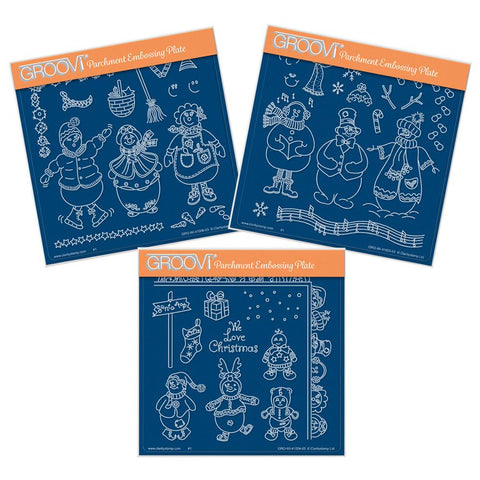 Linda's Snowman, Snowlady & Snowbaby Trio <br/>A5 Square Groovi Plate Set