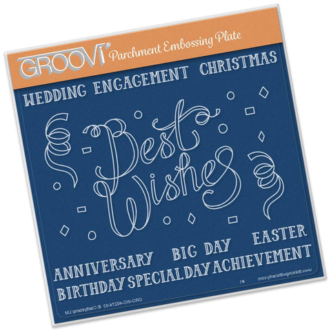 Best Wishes <br/>A5 Square Groovi Plate (Set GRO-WO-40283-03)