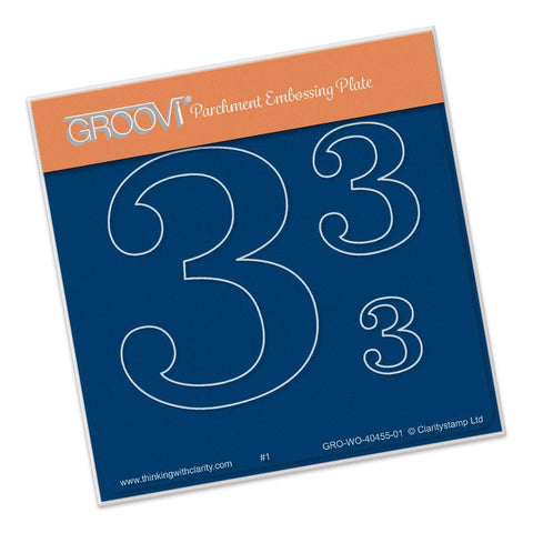 Open Number Three <br/>A6 Square Groovi Baby Plate <br/>(Set GRO-WO-40496-XX)