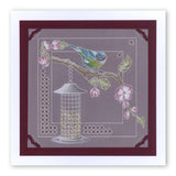 Small Garden Bird with Feeder <br/>A6 Square Groovi Baby Plate <br/>(Set GRO-BI-40284-01)