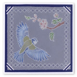Small Garden Bird with Branch <br/>A6 Square Groovi Baby Plate <br/>(Set GRO-BI-40284-01)