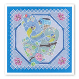 Small Garden Bird with Feeder <br/>A6 Square Groovi Baby Plate <br/>(Set GRO-BI-40284-01)