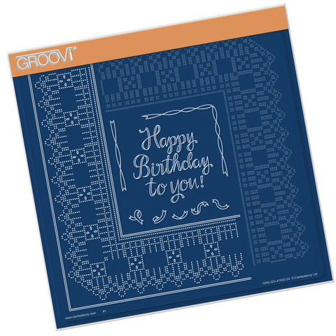 Birthday Ribbon Lace Duet A4 Square Groovi Piercing Grid