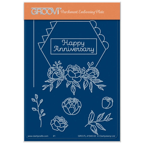 Floral Delights - Spring - Happy Anniversary A6 Groovi Plate