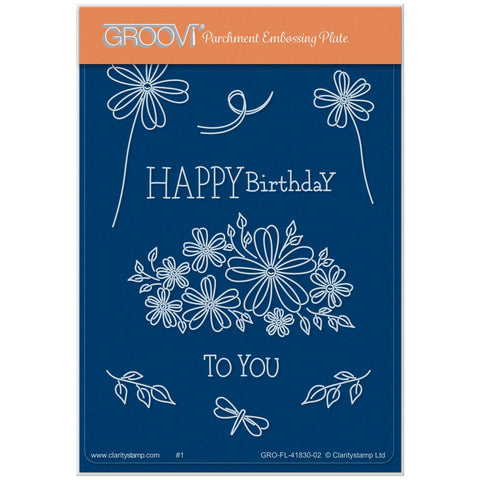 Tina's Happy Birthday Flowers A6 Groovi Plate