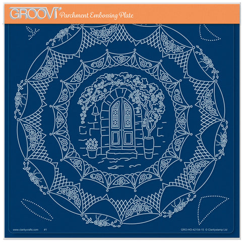 Linda's Tuscan Roses & Portico Layering Frame A4 Square Groovi Plate