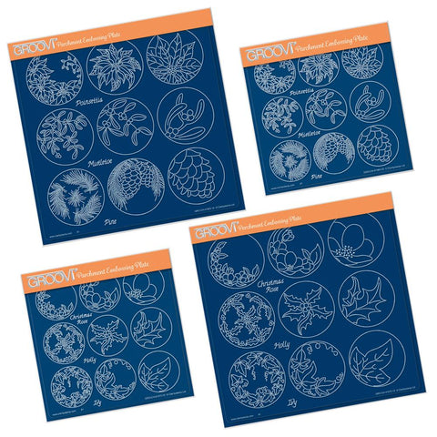 Linda's 123 Christmas - GH Collection <br/>Poinsettia & Christmas Rose <br/>A4 & A5 Square Groovi Plate Set