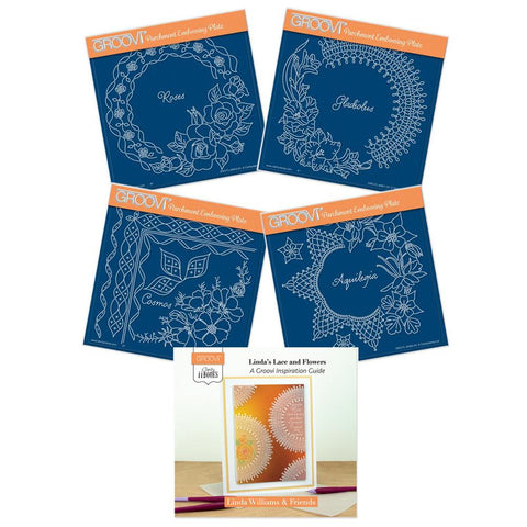 Linda's Flowers & Lace Bundle <br/>A5 Square Groovi Plate Set + ii Book