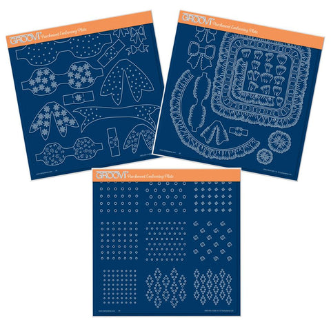 Linda's Swiss Dots, Embroidery Bows & Broderie Anglaise Trio <br/>A4 Square Groovi Plate Set