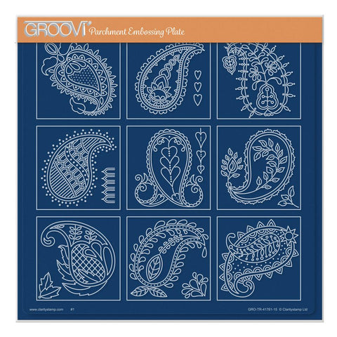 Barbara's Paisley & Leaves Sampler A4 Square Groovi Plate