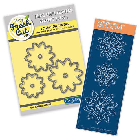 Tina's Perfect Petals Picot Flowers Die Set & Groovi Plate