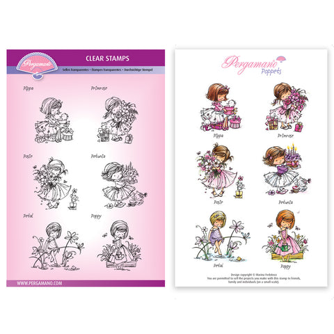 Flower Mini Poppets Stamp Set <br/> Artwork by Marina Fedotova