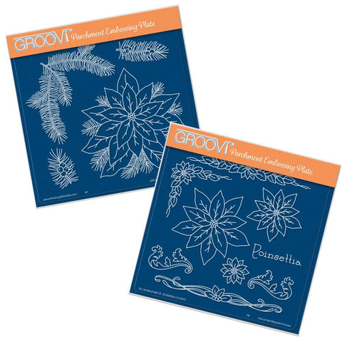 Jayne's Poinsettias <br/>A5 Square Groovi Plate Set