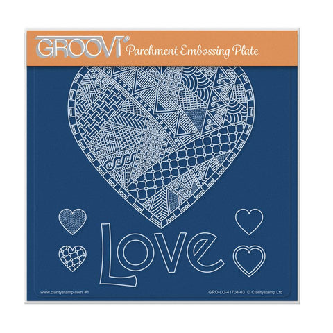 Barbara's SHAC Love Heart Doodle A5 Square Groovi Plate