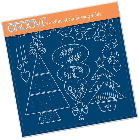 Tina's Embroidery Christmas Trees <br/>A5 Square Groovi Plate