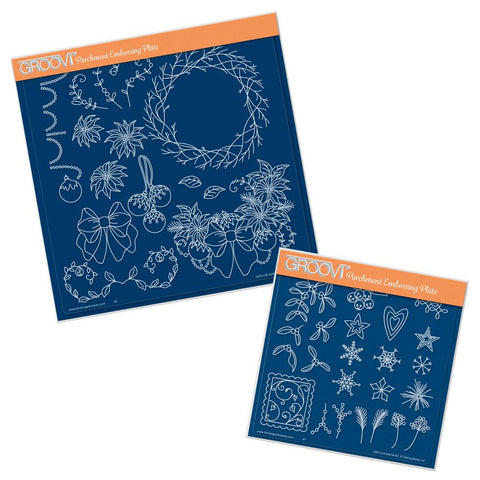 Linda's Twiggy Wreath & Wreath Accessories Duet <br/>A4 Square & A5 Square Groovi Plate Set