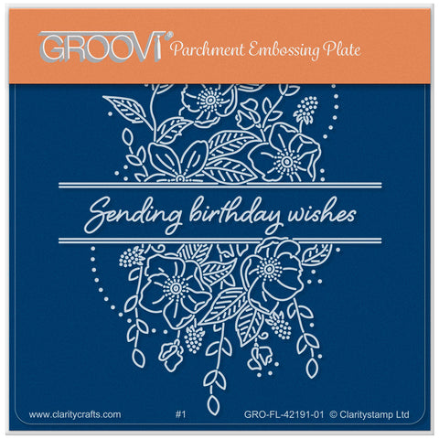 Jazz's Sending Birthday Wishes - Floral Panels A6 Square Groovi Plate