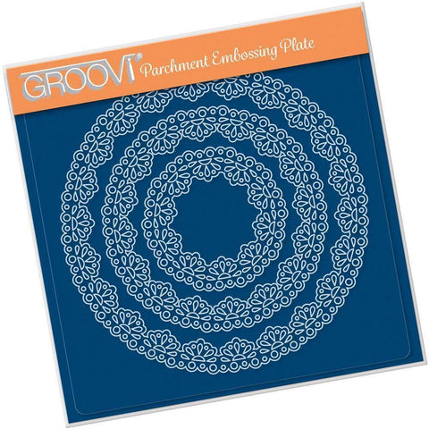 Nested Lace Fan Border Frames A5 Square Groovi Plate