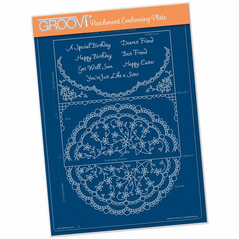 Linda's It's A Wrap! - Semi Circle Flourish Lace Gatefold A4 Groovi Plate