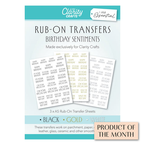 Clarity I Am Essential Birthday Sentiments Rub On Transfers