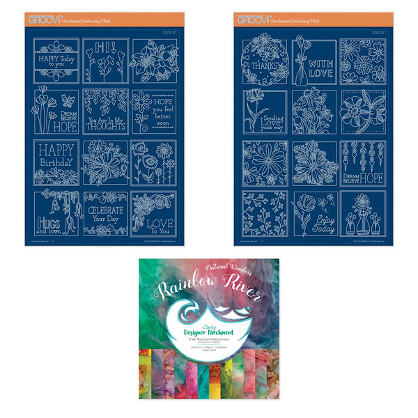 Tina's Floral Samplers A4 Groovi Plate Duo with 8x8 Rainbow River Desi ...