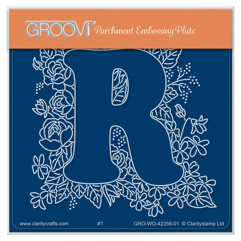 Linda's Floral Alphabet - Letter R A6 Square Groovi Plate