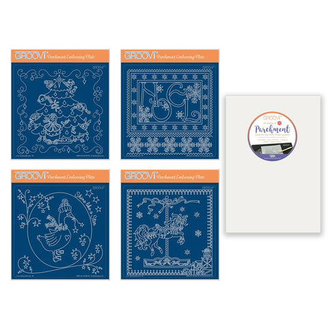 Linda's A Touch of Christmas A5 Square Groovi Plate Collection with FREE A5 Parchment Worth £10.49