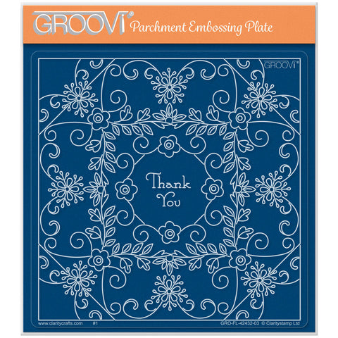 Tina's Floral Swirls & Corners All in One - Thank You A5 Square Groovi Plate