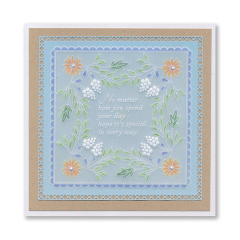 Tina's Floral Swirls & Corners All in One - Very Best Wishes A5 Square Groovi Plate