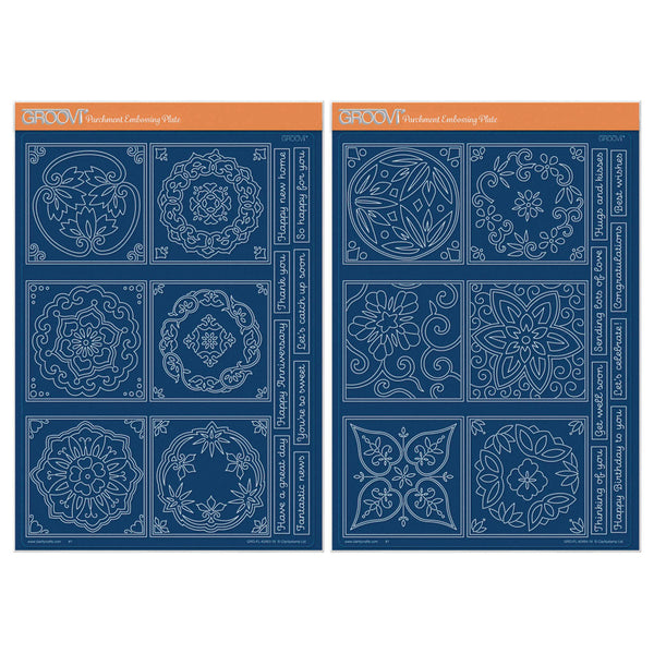 Barbara's Japanese Floral Tiles Sampler A4 Groovi Plate Duo – Pergamano